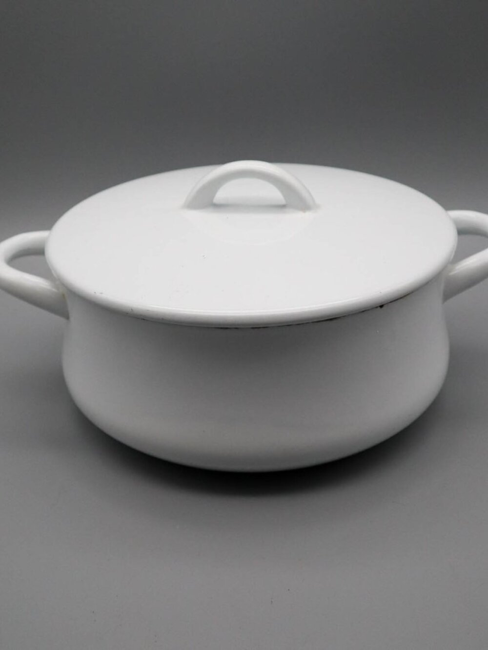 Dansk Bistro JHQ White Enamel Covered Casserole Dutch Oven w/ Lid Pot MCM Scandi